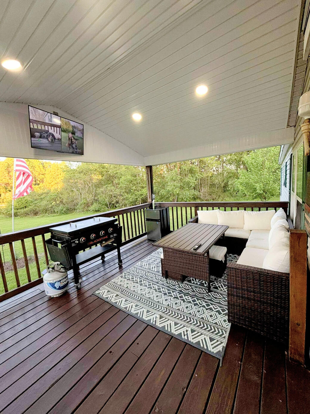 Decks got stained, electric ran & hung the soffit