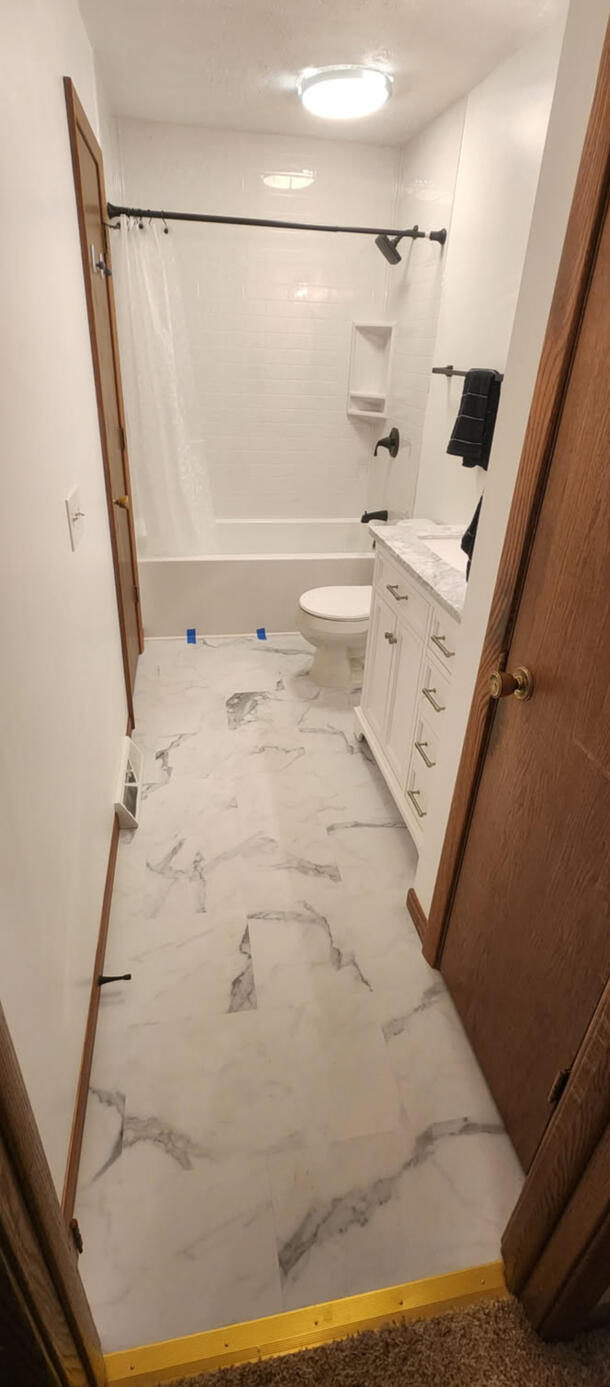 Set New Tub & Surround, New Vanity & Flooring